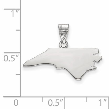 Sterling Silver/Rhodium-plated North Carolina State Pendant