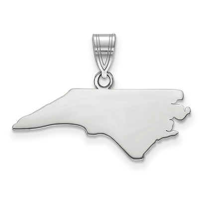 Sterling Silver/Rhodium-plated North Carolina State Pendant