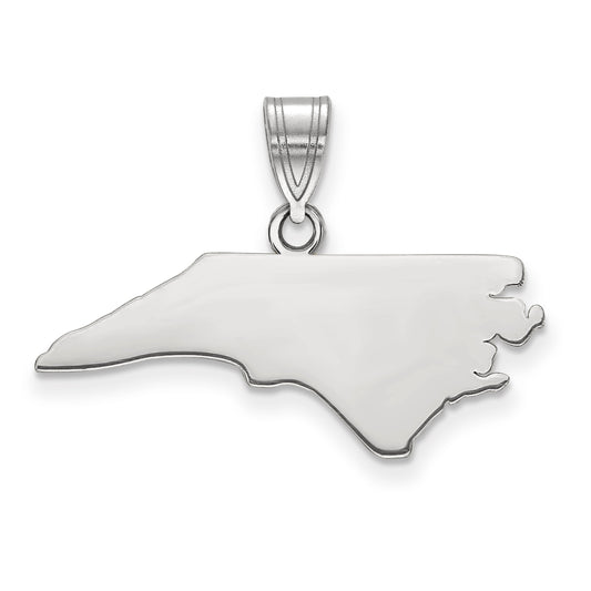 Sterling Silver/Rhodium-plated North Carolina State Pendant