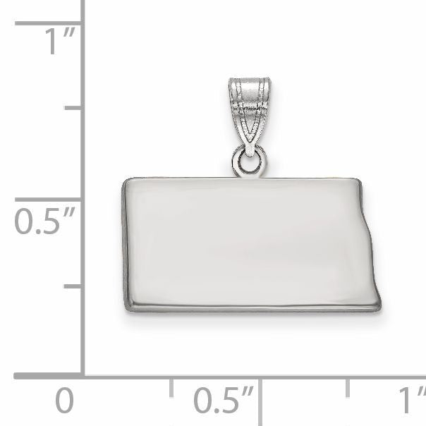 Sterling Silver/Rhodium-plated North Dakota State Pendant