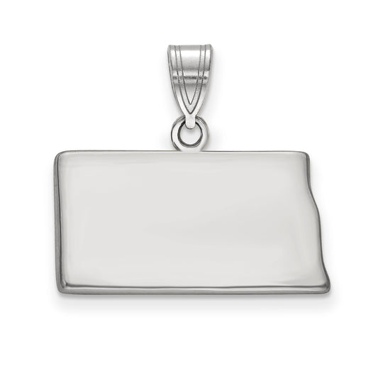 Sterling Silver/Rhodium-plated North Dakota State Pendant