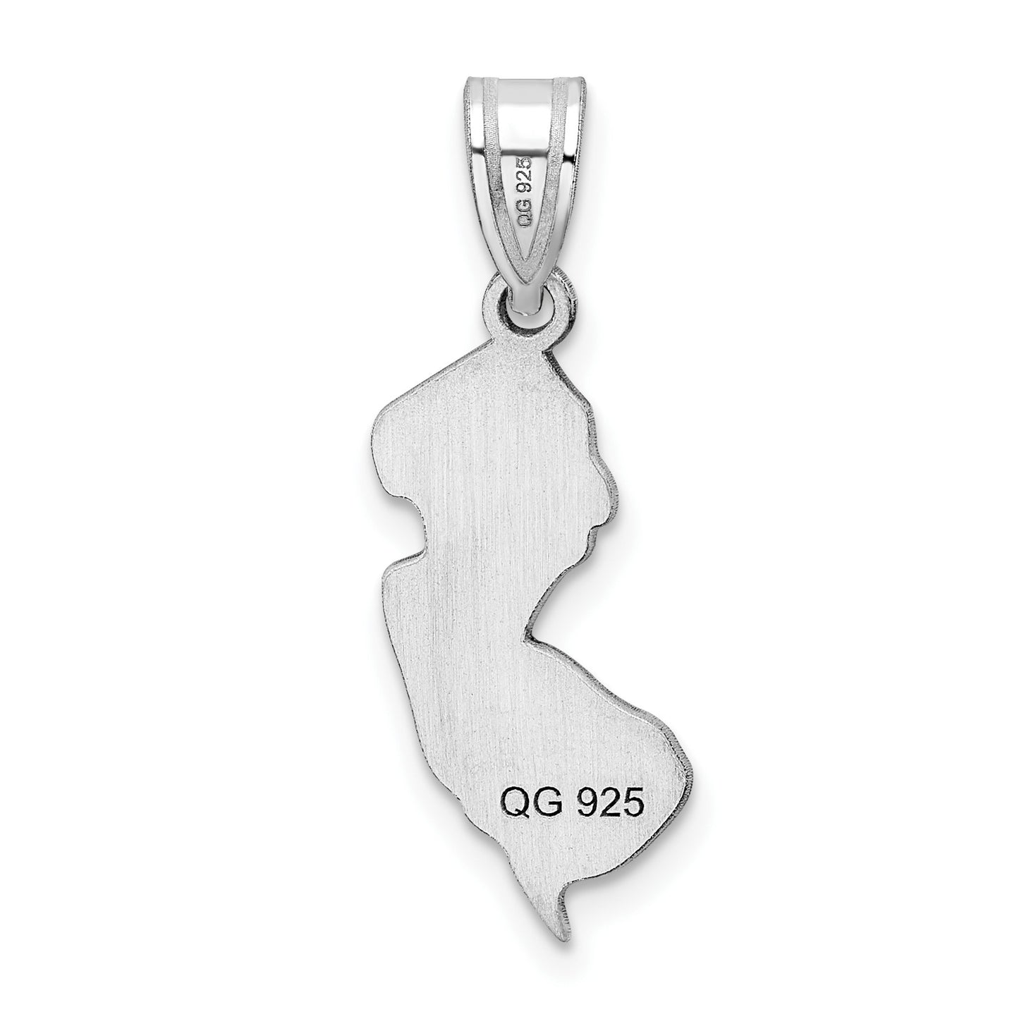 Sterling Silver/Rhodium-plated New Jersey State Pendant