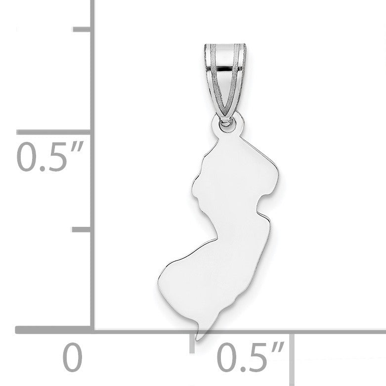 Sterling Silver/Rhodium-plated New Jersey State Pendant