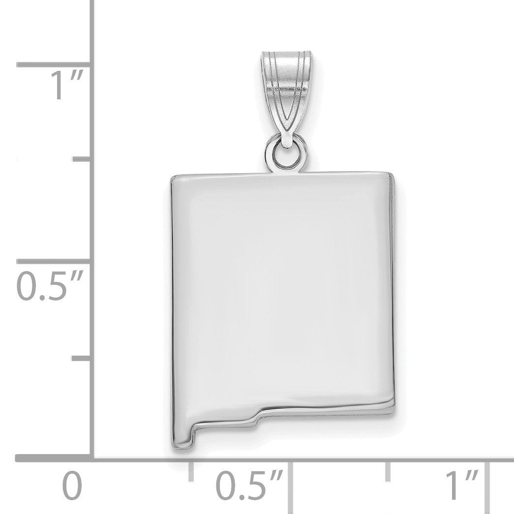 Sterling Silver/Rhodium-plated New Mexico State Pendant