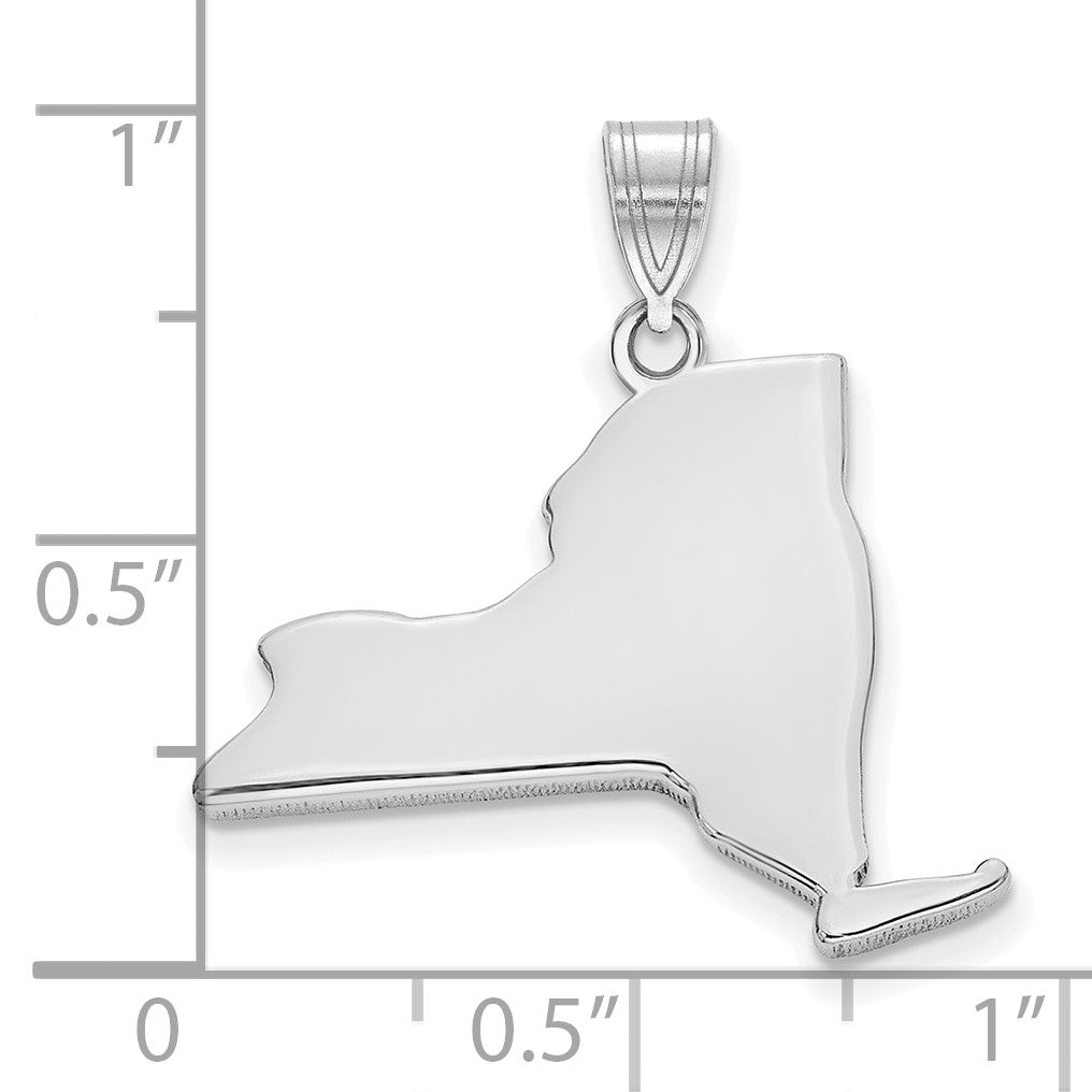 Sterling Silver/Rhodium-plated New York State Pendant
