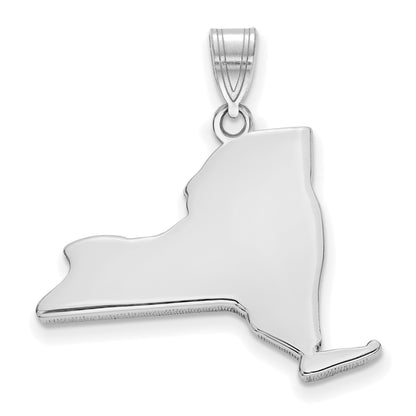 Sterling Silver/Rhodium-plated New York State Pendant