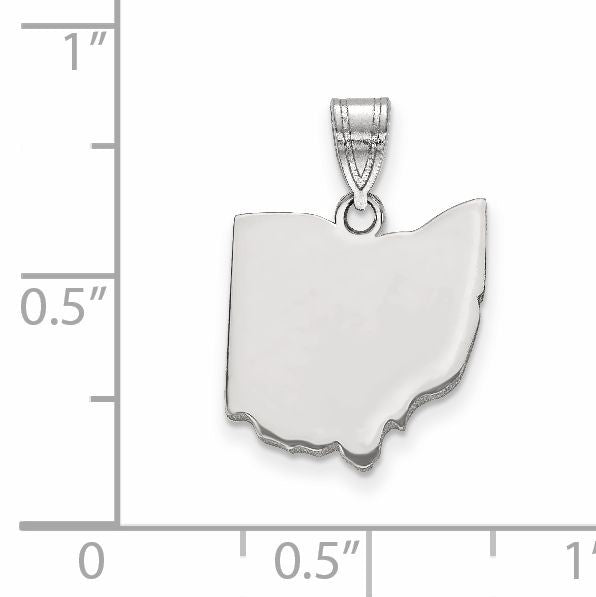 Sterling Silver/Rhodium-plated Ohio State Pendant