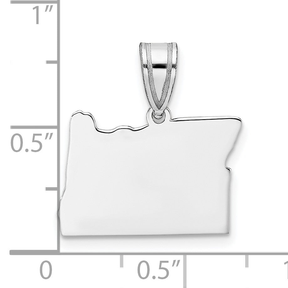 Sterling Silver/Rhodium-plated Oregon State Pendant