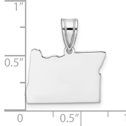 Sterling Silver/Rhodium-plated Oregon State Pendant