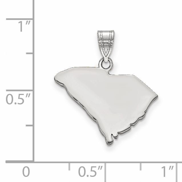 Sterling Silver/Rhodium-plated South Carolina State Pendant