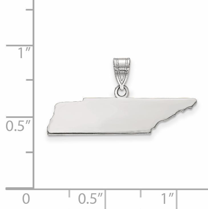 Sterling Silver/Rhodium-plated Tennessee State Pendant