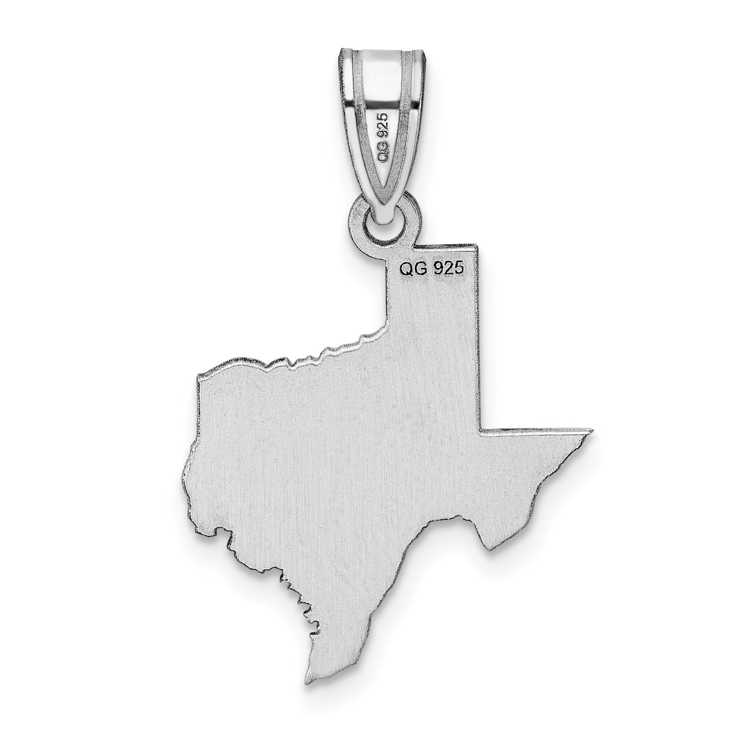 Sterling Silver/Rhodium-plated Texas State Pendant