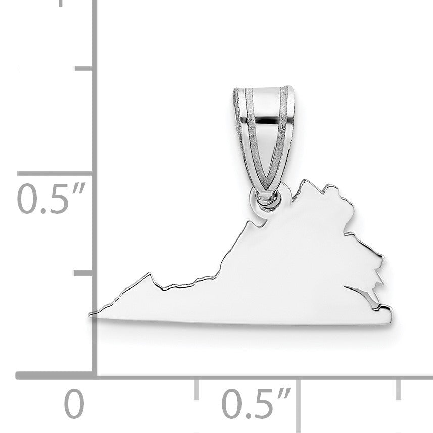 Sterling Silver/Rhodium-plated Virginia State Pendant