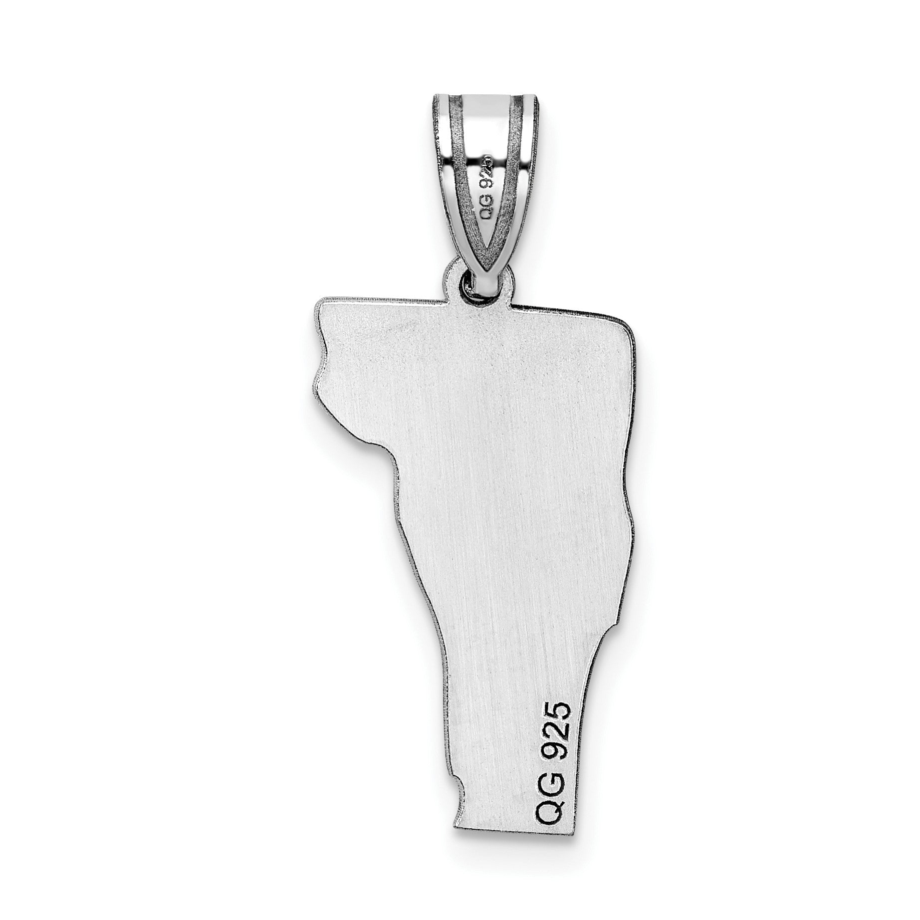 Sterling Silver/Rhodium-plated Vermont State Pendant