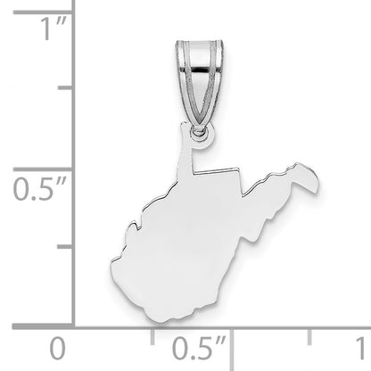 Sterling Silver/Rhodium-plated West Virginia State Pendant