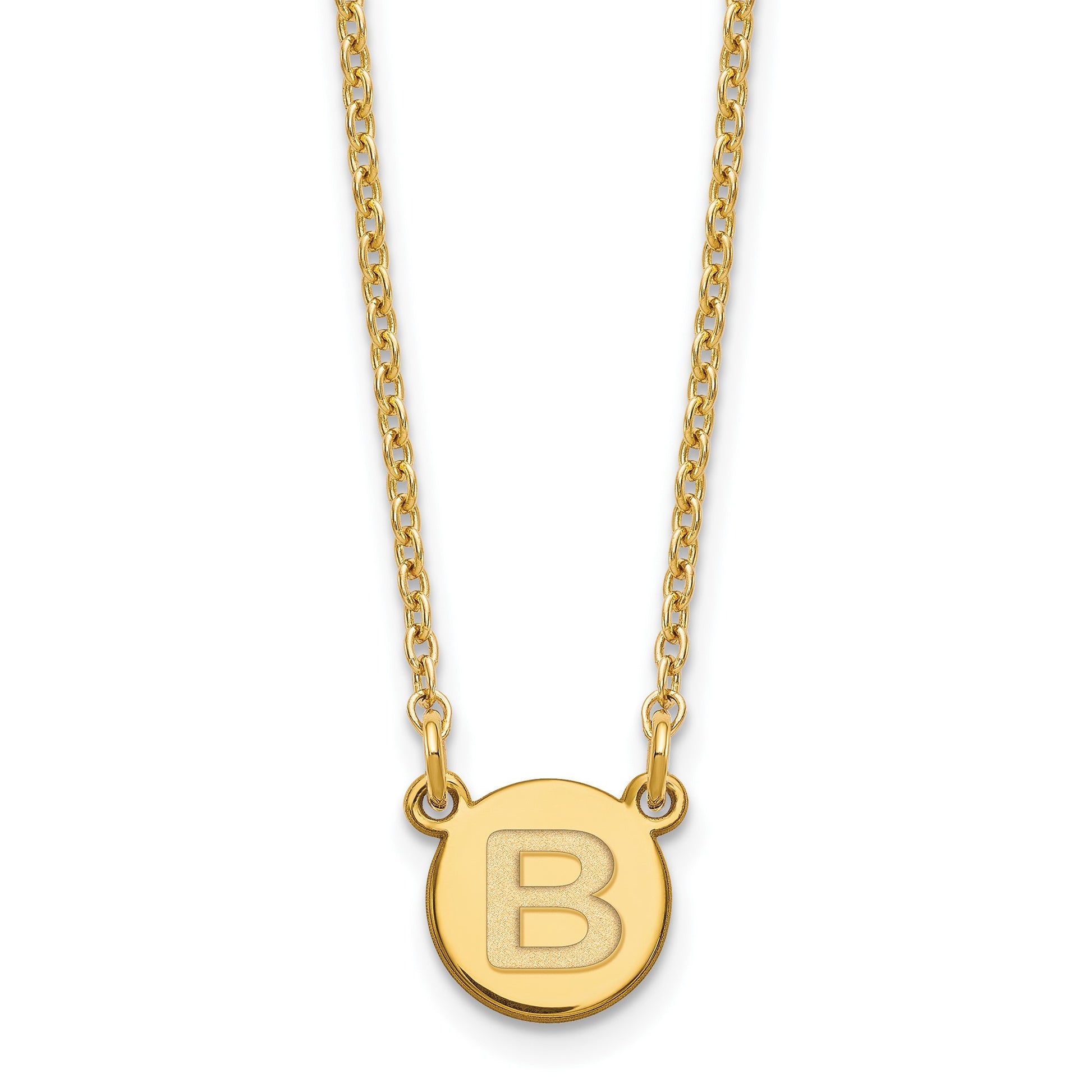 Sterling Silver Gold-plated Tiny Circle Block Letter B Initial Necklace