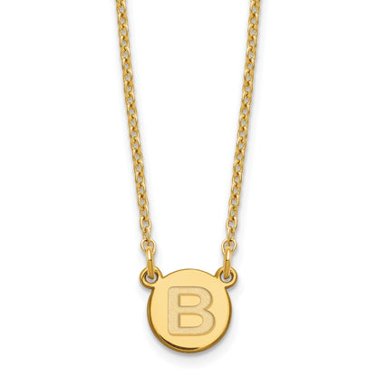 Sterling Silver Gold-plated Tiny Circle Block Letter B Initial Necklace