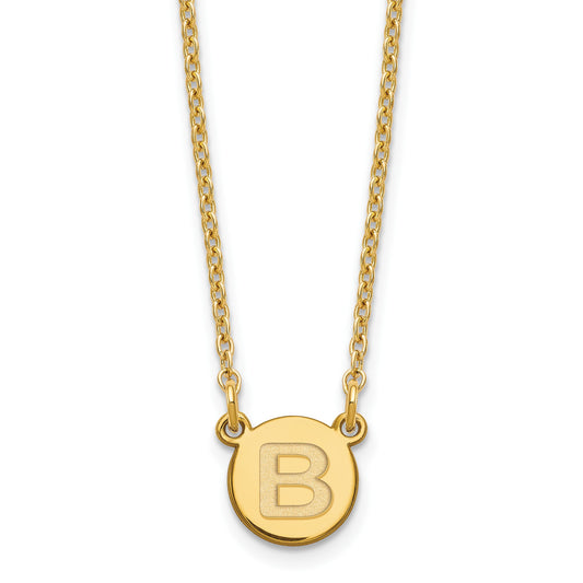 Sterling Silver Gold-plated Tiny Circle Block Letter B Initial Necklace