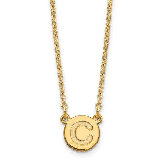 Sterling Silver Gold-plated Tiny Circle Block Letter C Initial Necklace