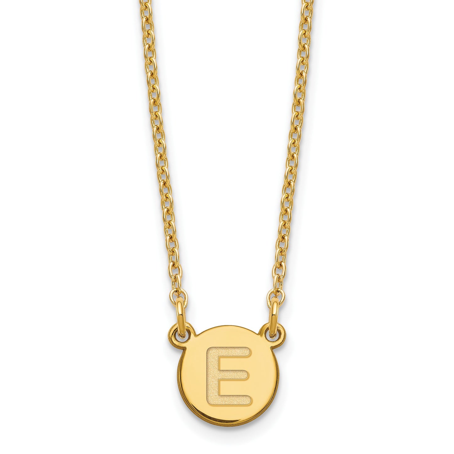 Sterling Silver Gold-plated Tiny Circle Block Letter E Initial Necklace