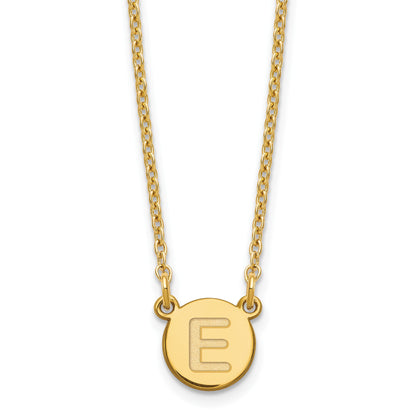Sterling Silver Gold-plated Tiny Circle Block Letter E Initial Necklace
