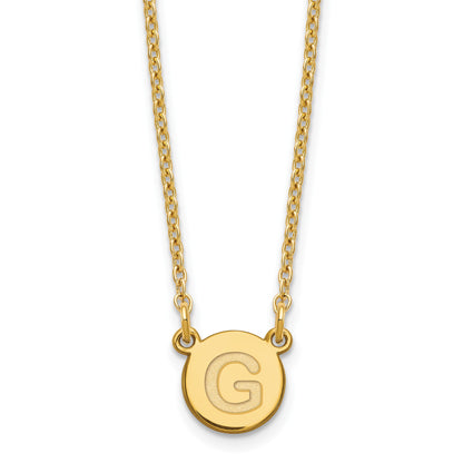 Sterling Silver Gold-plated Tiny Circle Block Letter G Initial Necklace