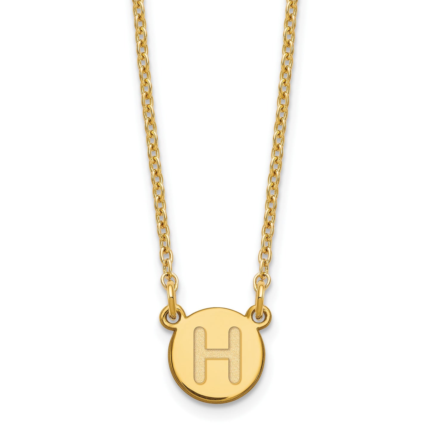 Sterling Silver Gold-plated Tiny Circle Block Letter H Initial Necklace