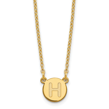 Sterling Silver Gold-plated Tiny Circle Block Letter H Initial Necklace