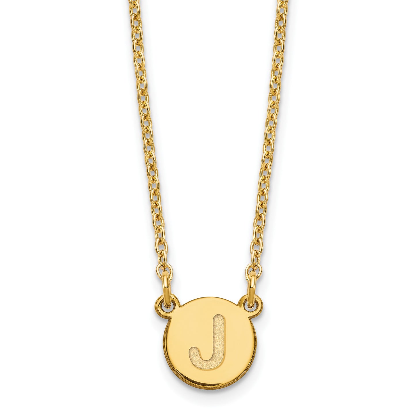 Sterling Silver Gold-plated Tiny Circle Block Letter J Initial Necklace