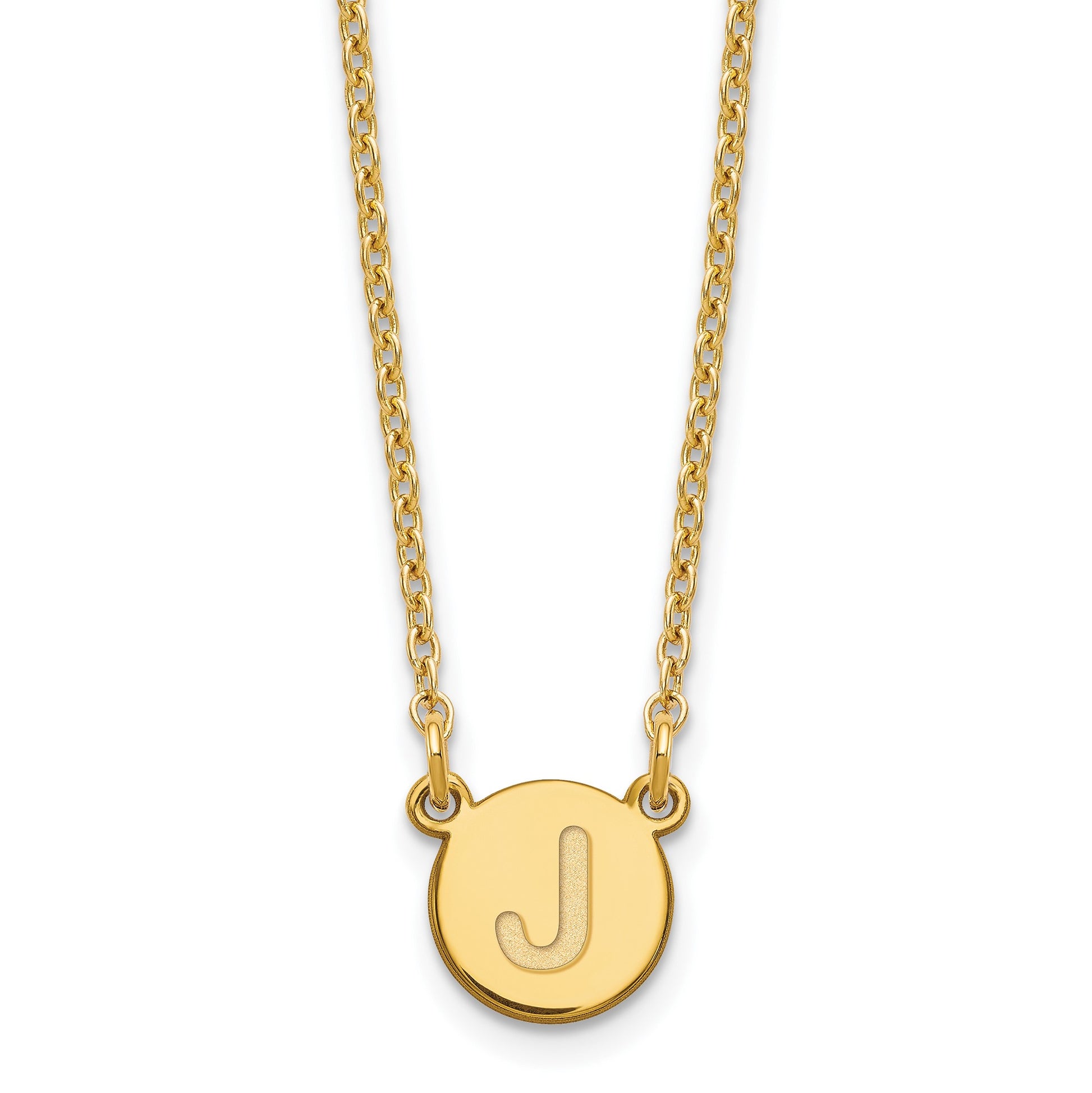 Sterling Silver Gold-plated Tiny Circle Block Letter J Initial Necklace