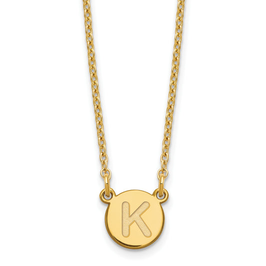 Sterling Silver Gold-plated Tiny Circle Block Letter K Initial Necklace