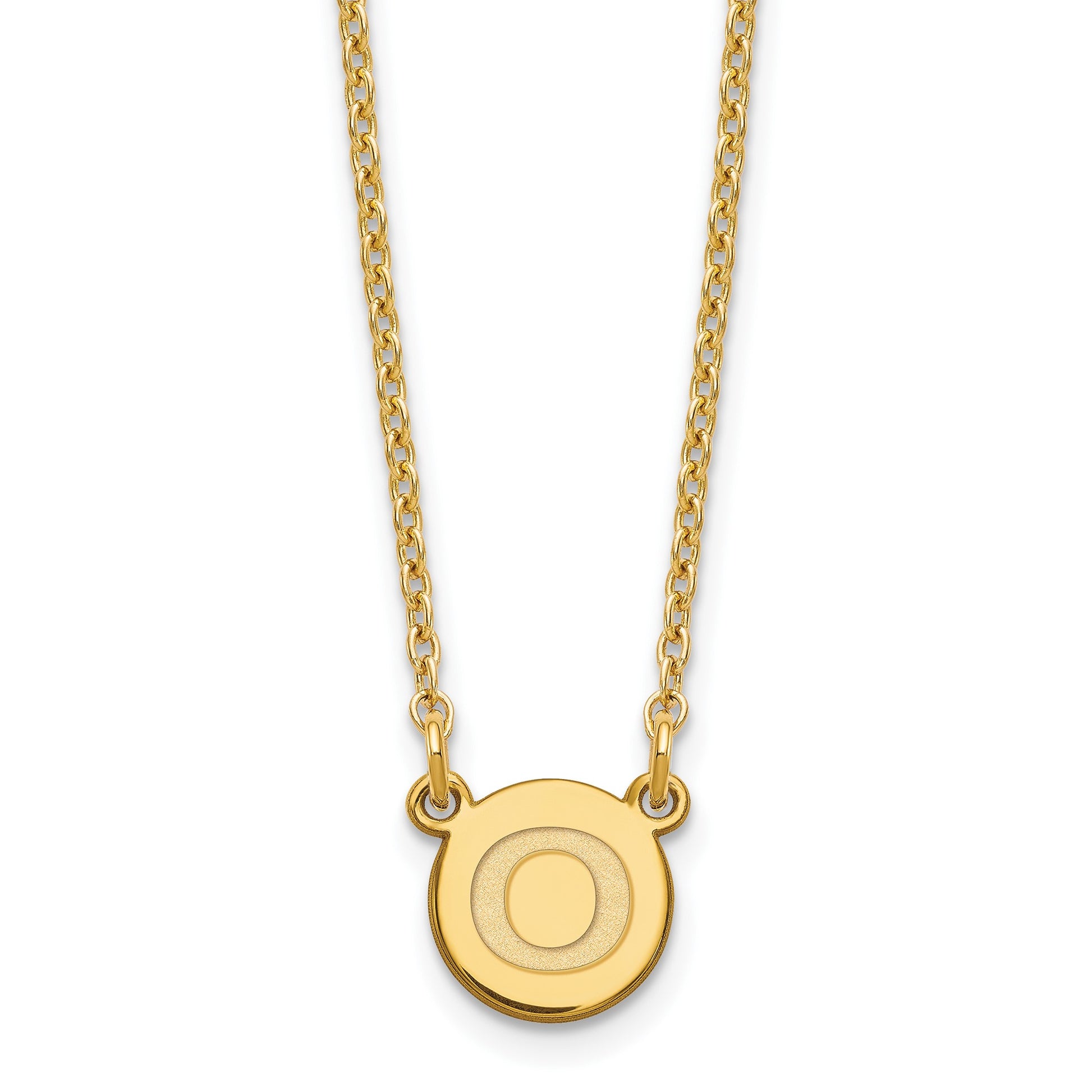 Sterling Silver Gold-plated Tiny Circle Block Letter O Initial Necklace