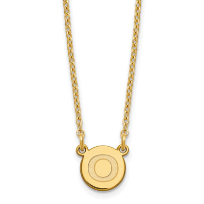 Sterling Silver Gold-plated Tiny Circle Block Letter O Initial Necklace