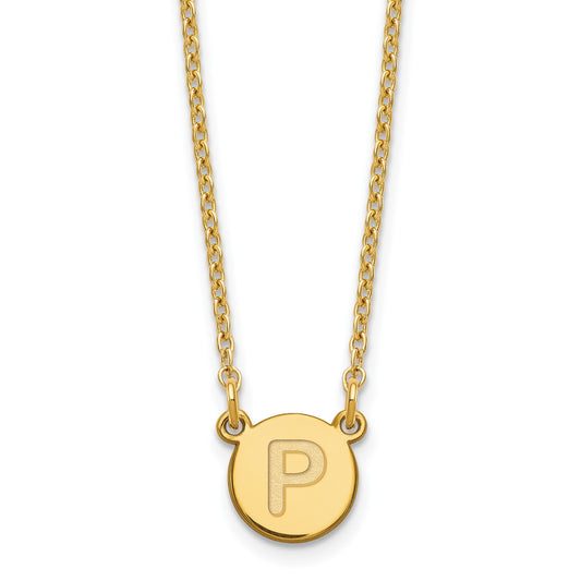 Sterling Silver Gold-plated Tiny Circle Block Letter P Initial Necklace