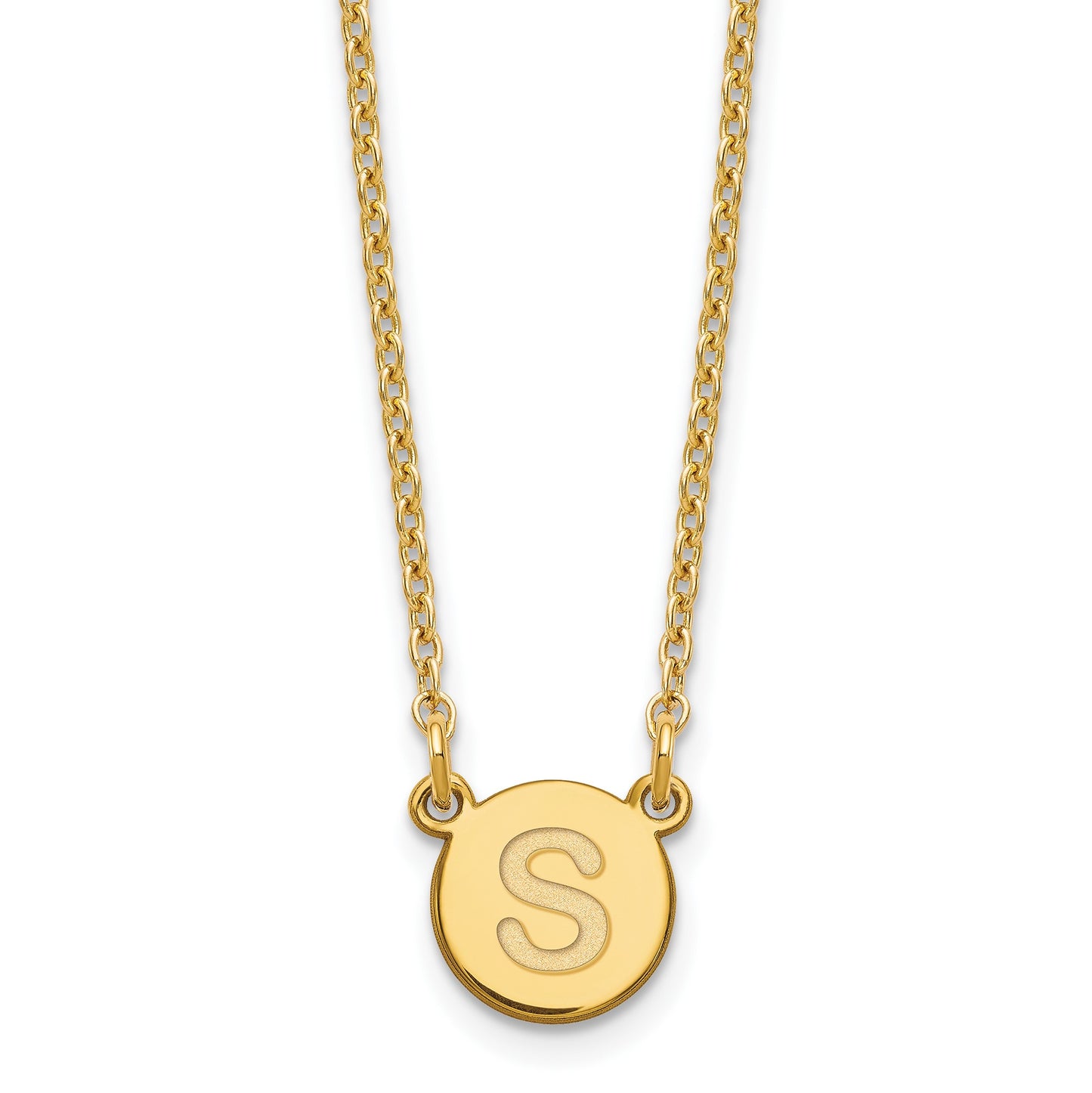 Sterling Silver Gold-plated Tiny Circle Block Letter S Initial Necklace