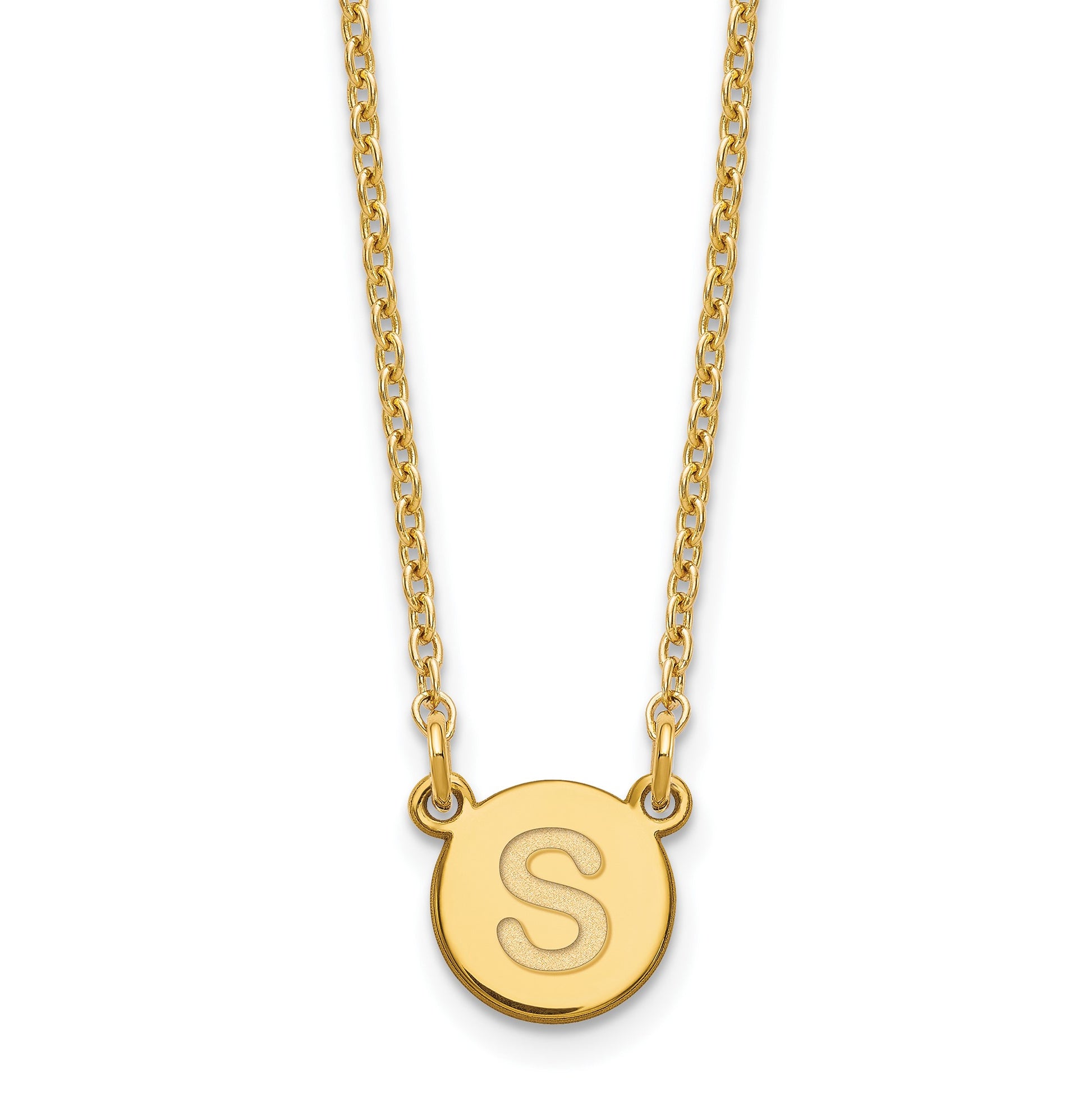 Sterling Silver Gold-plated Tiny Circle Block Letter S Initial Necklace