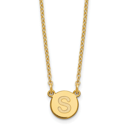 Sterling Silver Gold-plated Tiny Circle Block Letter S Initial Necklace