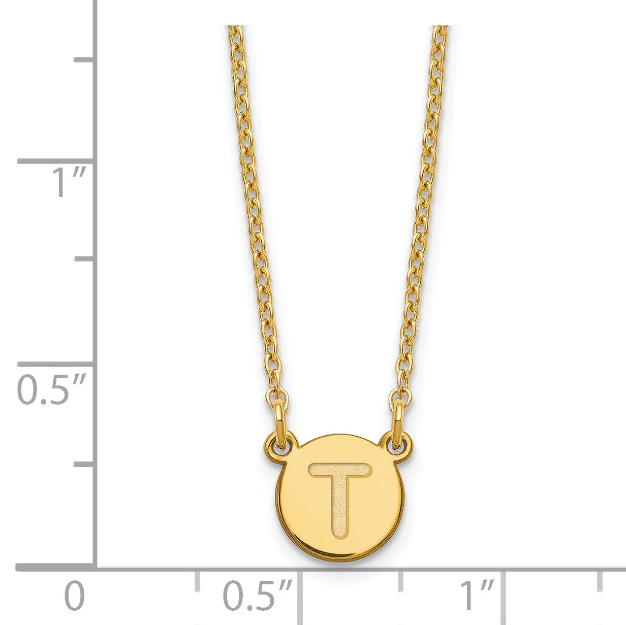 Sterling Silver Gold-plated Tiny Circle Block Letter T Initial Necklace