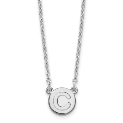 Sterling Silver Rhodium-plated Tiny Circle Block Letter C Initial Necklace