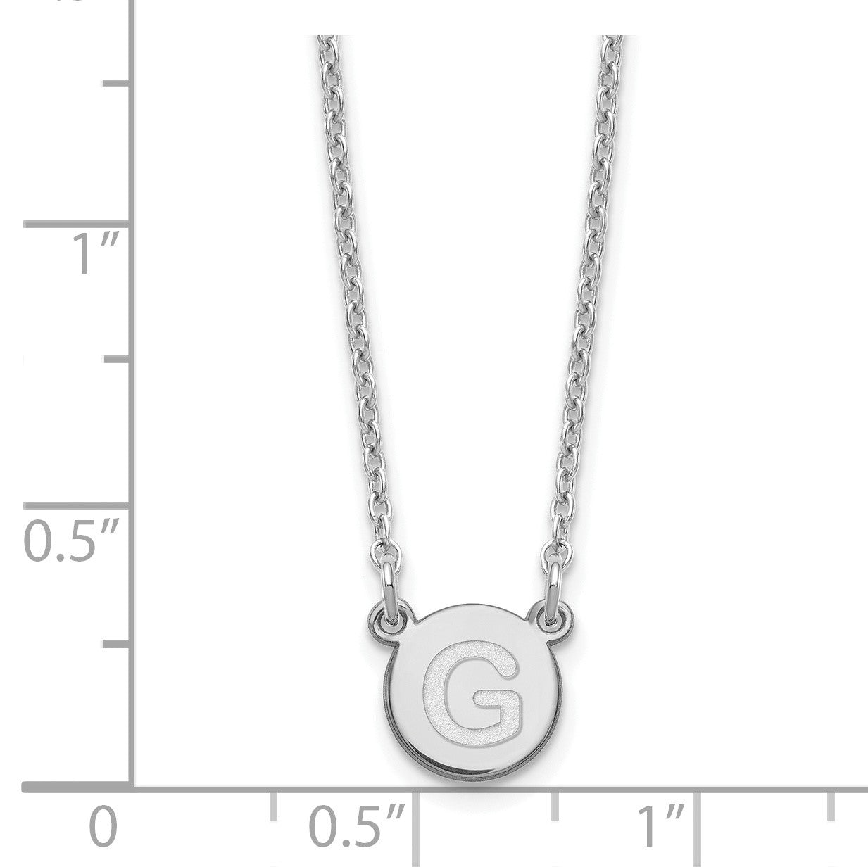 Sterling Silver Rhodium-plated Tiny Circle Block Letter G Initial Necklace