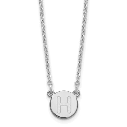 Sterling Silver Rhodium-plated Tiny Circle Block Letter H Initial Necklace