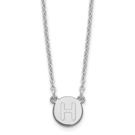 Sterling Silver Rhodium-plated Tiny Circle Block Letter H Initial Necklace