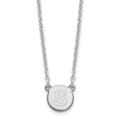 Sterling Silver Rhodium-plated Tiny Circle Block Letter S Initial Necklace