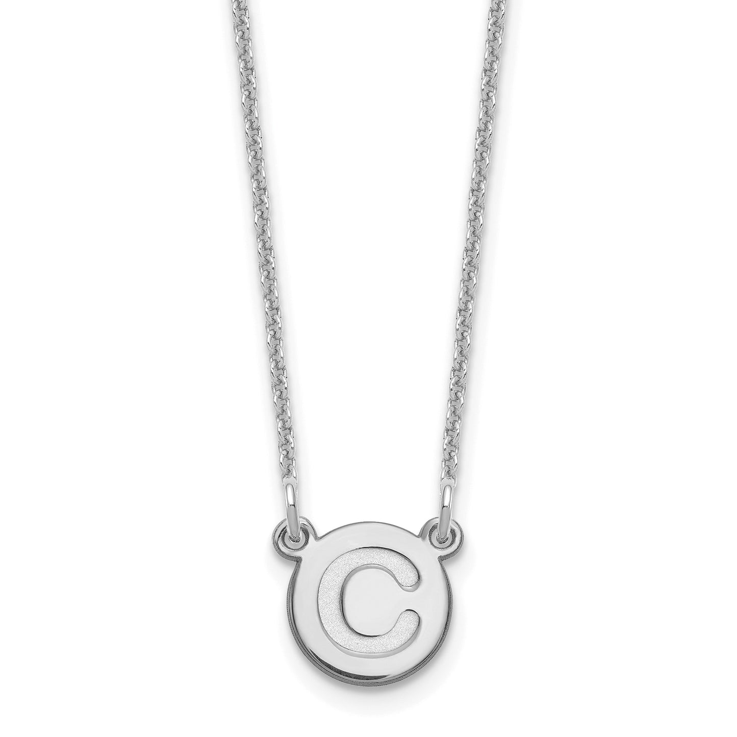 14kw Tiny Circle Block Letter C Initial Necklace