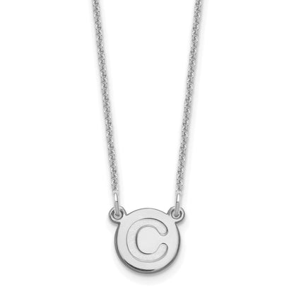 14kw Tiny Circle Block Letter C Initial Necklace
