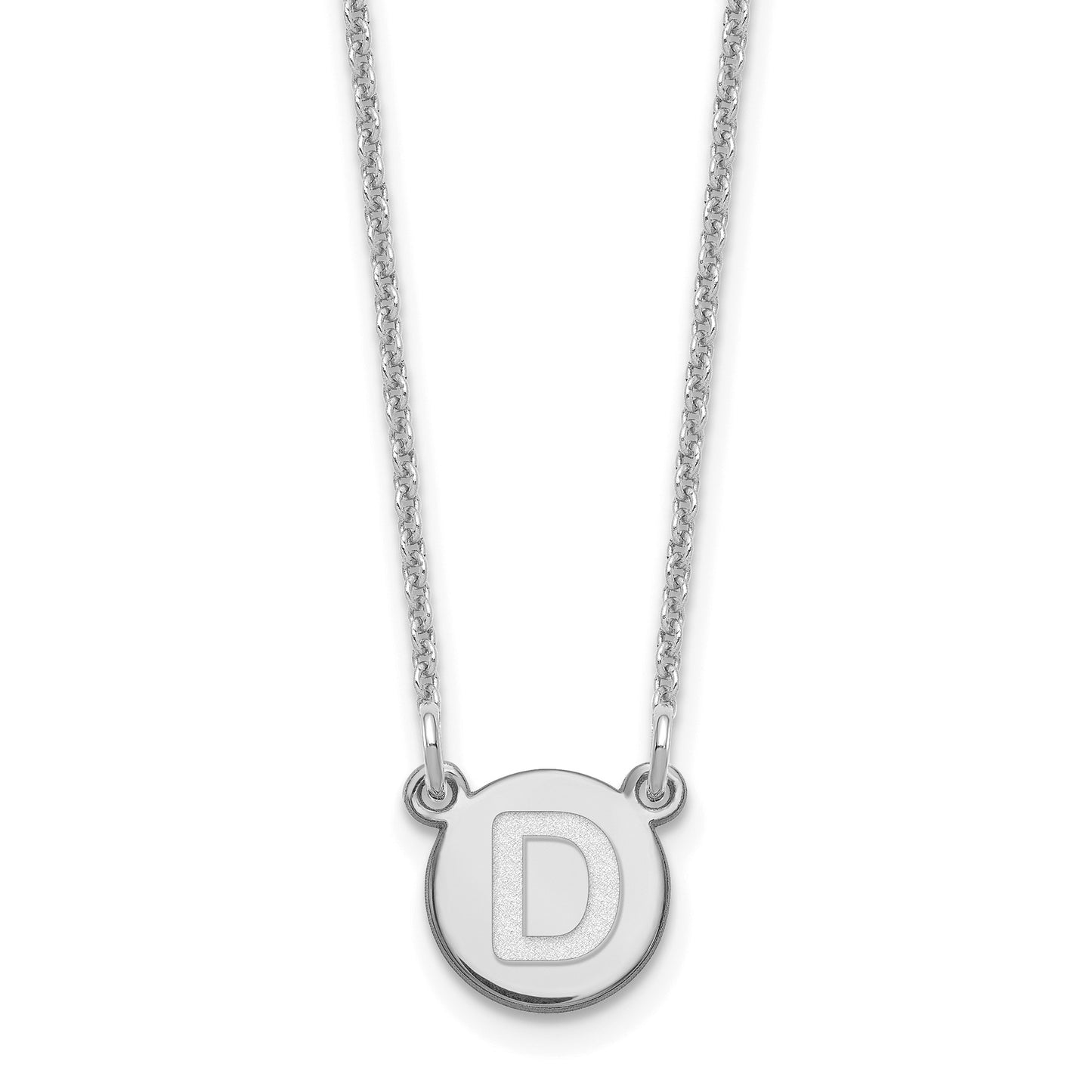 14kw Tiny Circle Block Letter D Initial Necklace