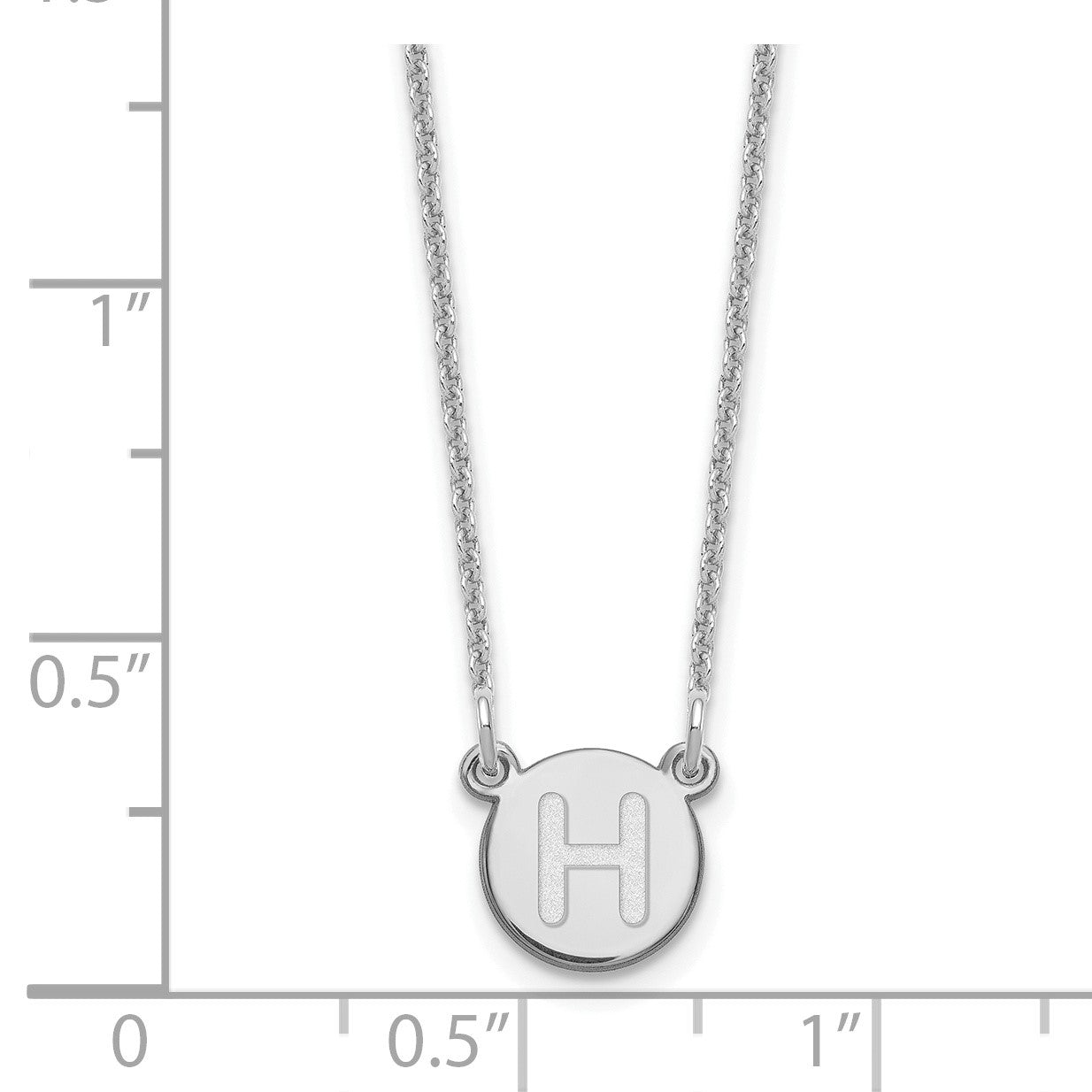 14kw Tiny Circle Block Letter H Initial Necklace