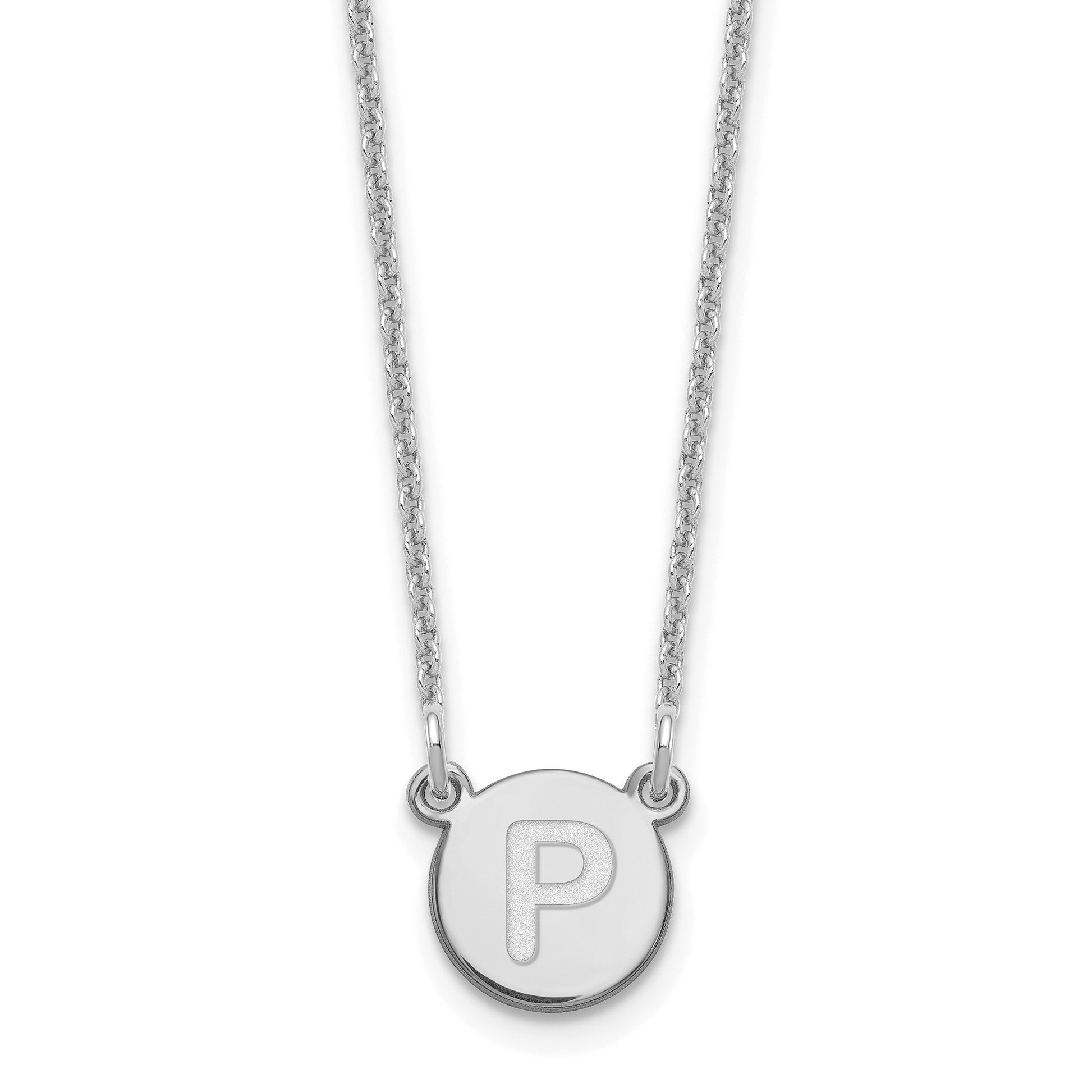 14kw Tiny Circle Block Letter P Initial Necklace