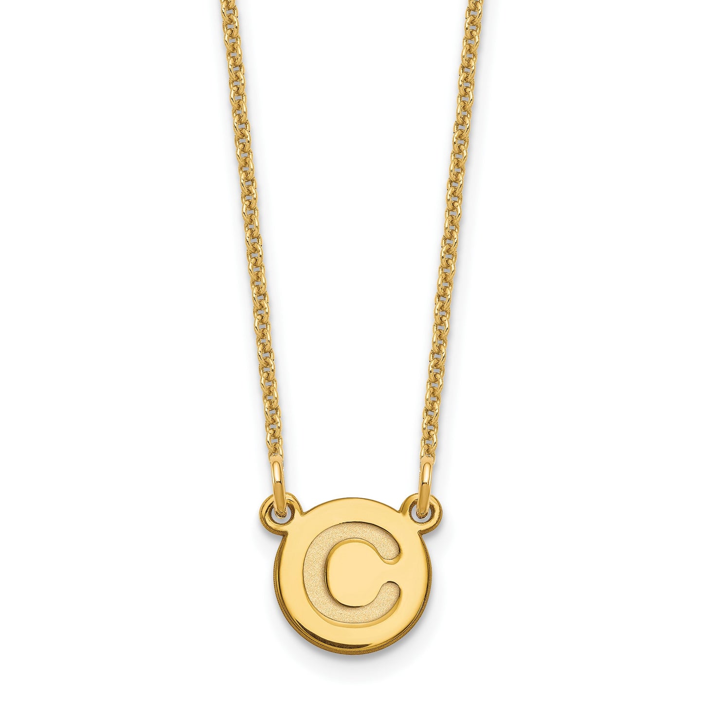 14k Tiny Circle Block Letter C Initial Necklace
