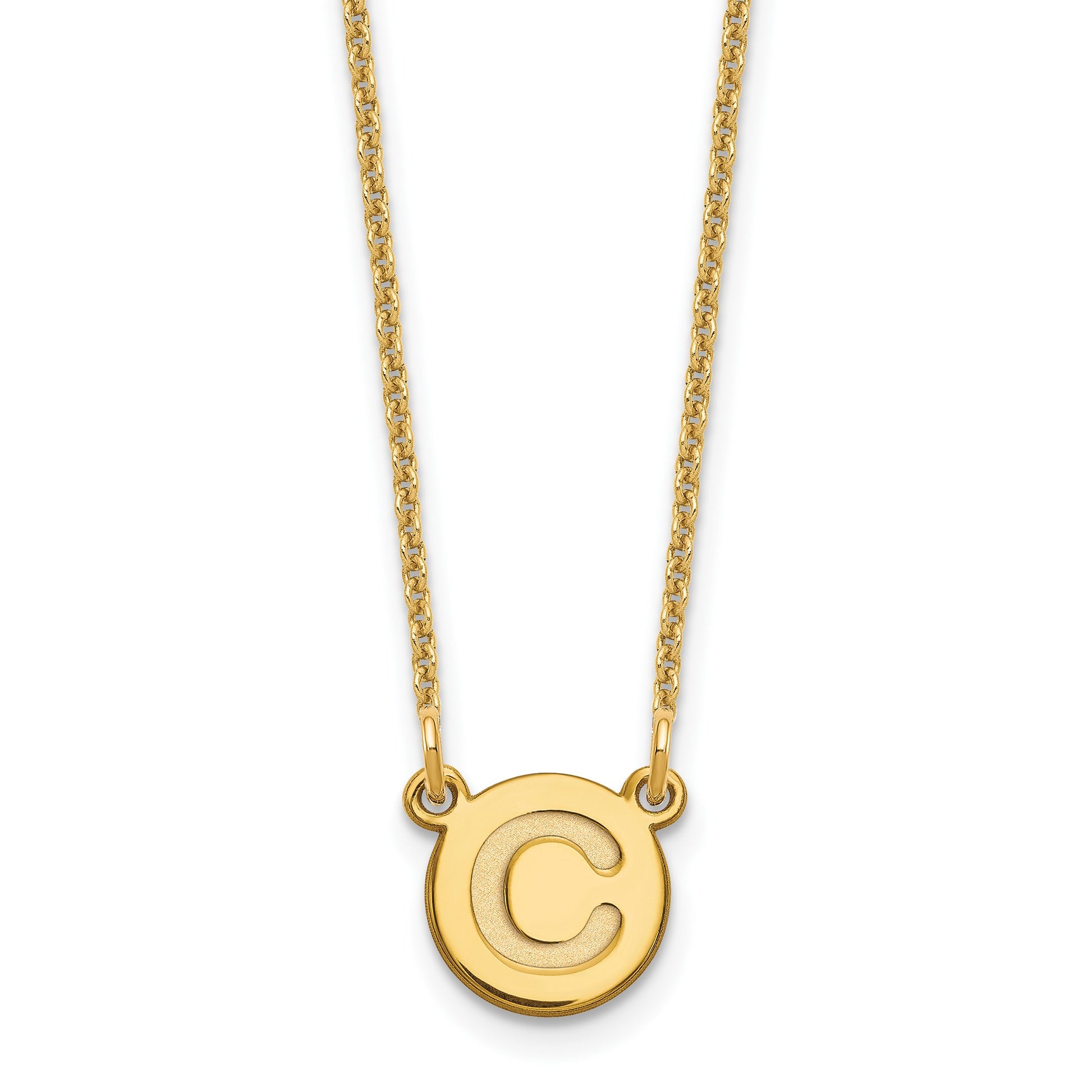 14k Tiny Circle Block Letter C Initial Necklace